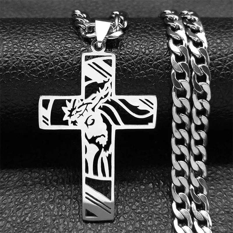 Jesus Engraved Cross Necklace - Solora