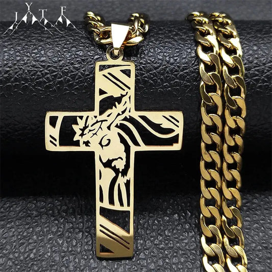 Jesus Engraved Cross Necklace - Solora