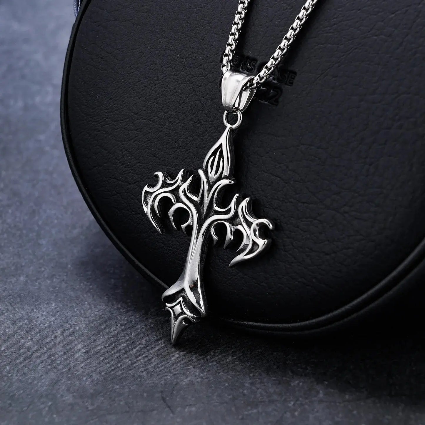 Flaming Retro Cross Necklace - Solora