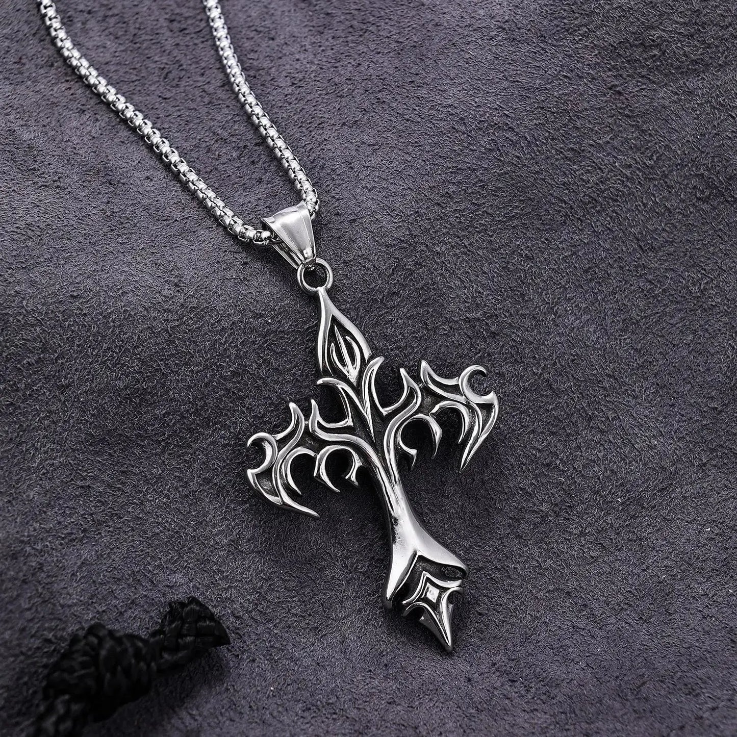 Flaming Retro Cross Necklace - Solora