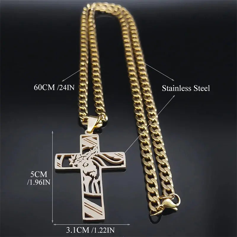 Jesus Engraved Cross Necklace - Solora